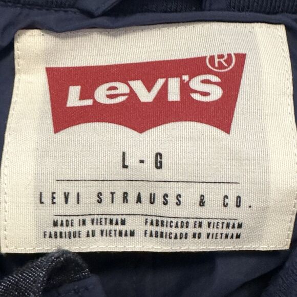 Levis Men Large Jacket Shirt Windbreaker Rain Pockets Blue New - Picture 4 of 8